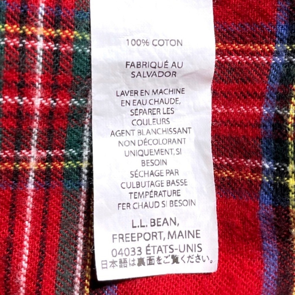 LL Bean Mens XL Red Plaid Flannel Shirt Long Sleeve Button Down Cotton 228061 - Picture 7 of 11